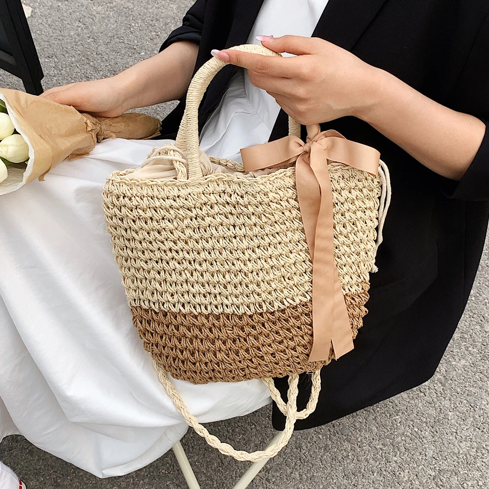 

Straw Bags for Women 2023 Summer Hand-Woven Rattan Shoulder Bag Handmade Woven Purse Wicker Beach Bag Bohemia Handbag bolsos