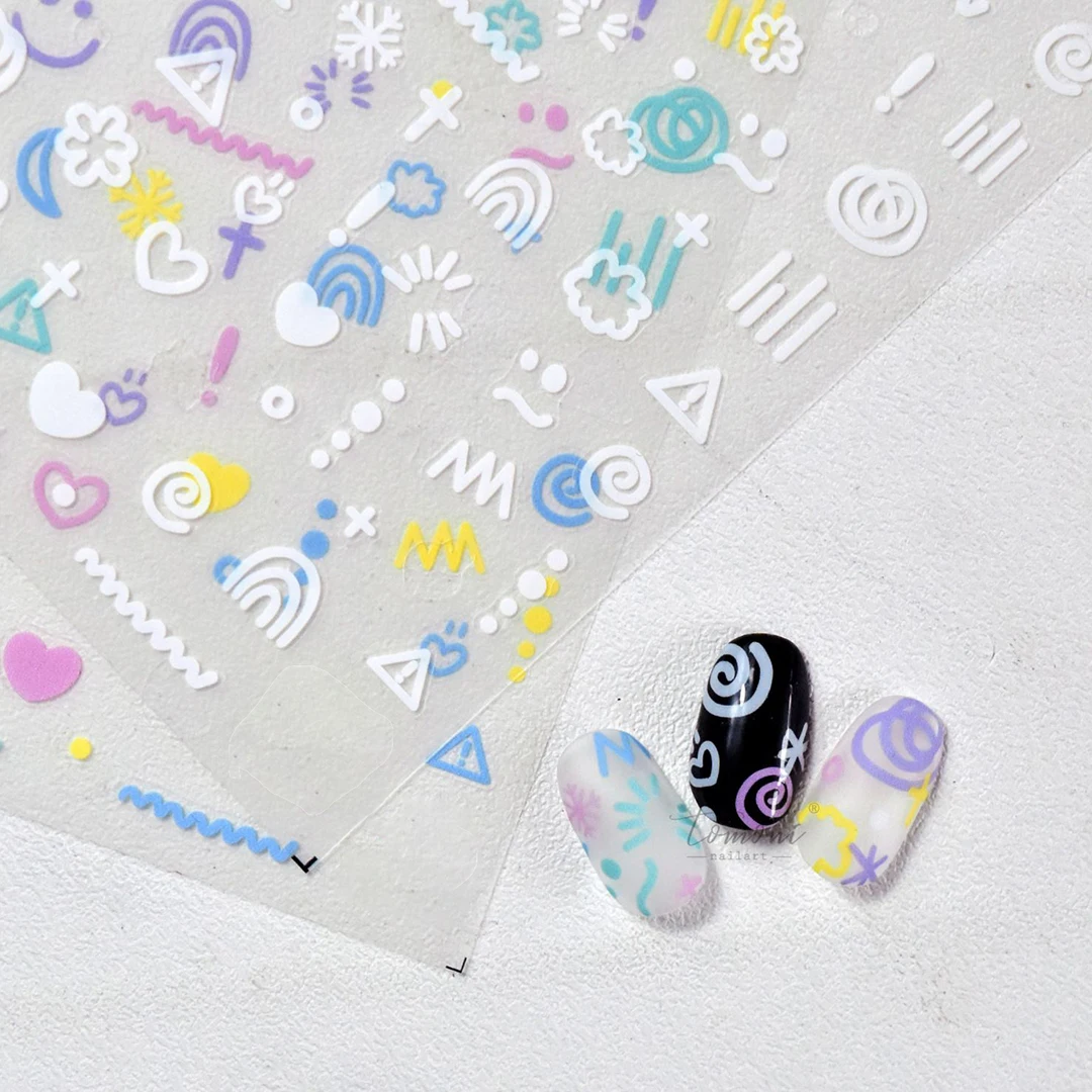

Color Graffiti Nail Art Stickers Abstract Line 3D Engraved Slider For Manicure Beauty DIY Nail Decals Decorations