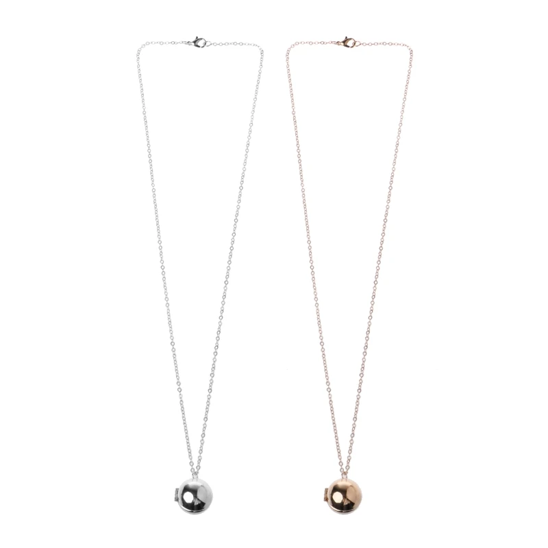 

Photo Locket Necklace Sweater Chain Simple Ball Shape Pendant Charm Necklace Memorial Jewelry That Holds Pictures Photo