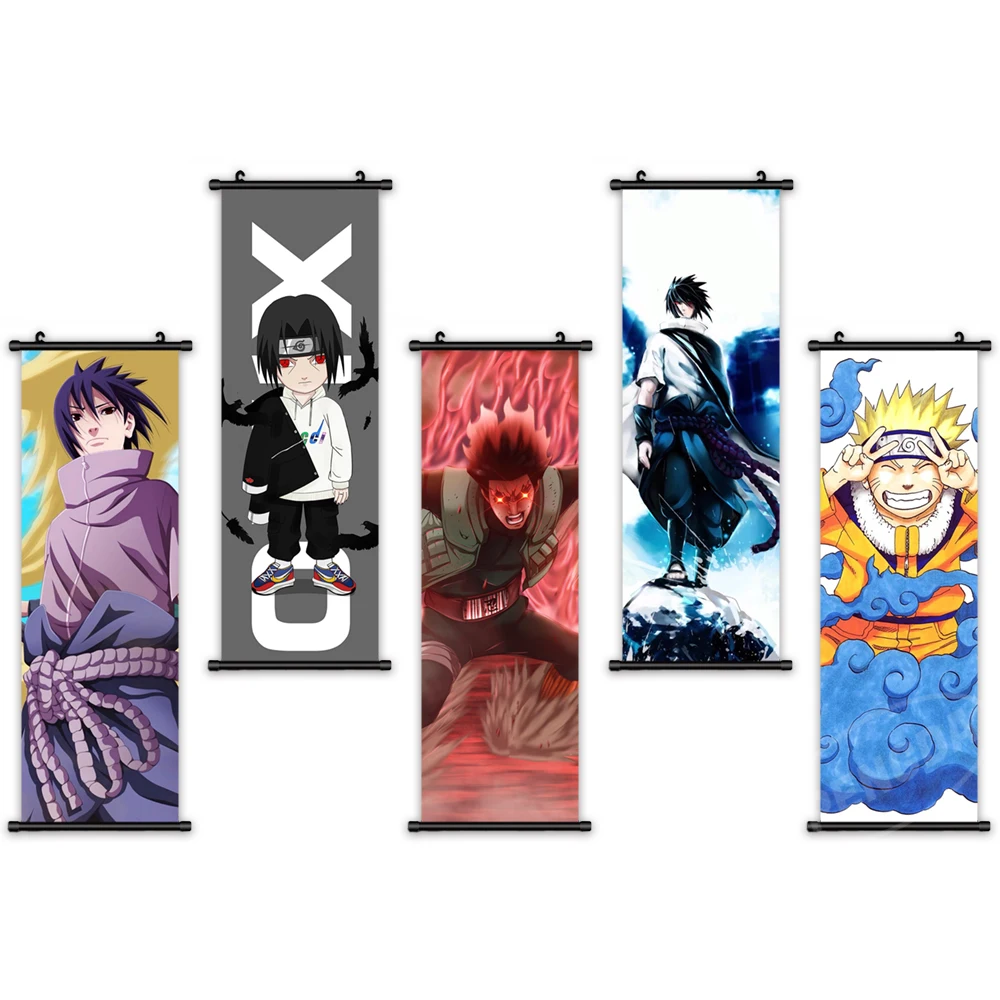 

Naruto Canvas Printed Plastic Anime Wall Art Characters Home Decoration Uzumaki Naruto Hang Painting Scroll Picture Living Room