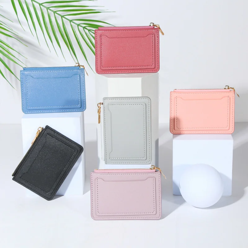 

1PC Ultra-Thin Women Men Credit ID Card Holder PU Leather Zipper Fashion Small Wallet Money Bag Case Coin Purse Clip Organizer