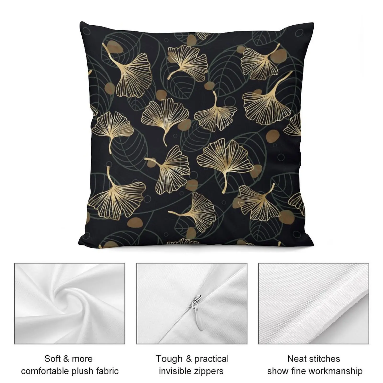 Подушка Ginko с рисунком листьев для девушек