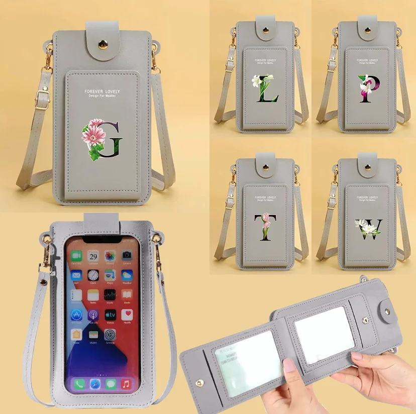 

Small Mobile Phone Shoulder Bags Women Mini CrossBody Bag Flower color Print Card Holder Handbag Messenger Purse Lady Wallet