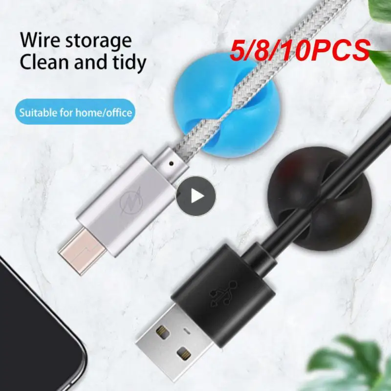 

5/8/10PCS Hard Plastic Cable Black Wire Organizer Clips Tidy USB Charger Cord Holder For Desktop Cable Fixed Clamp High Quality