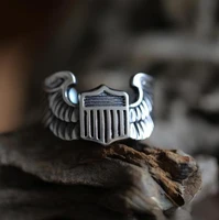 vintage silver plated fighter wings rings for men and womens opening adjustable ring veteran anniversary jewelry accessories