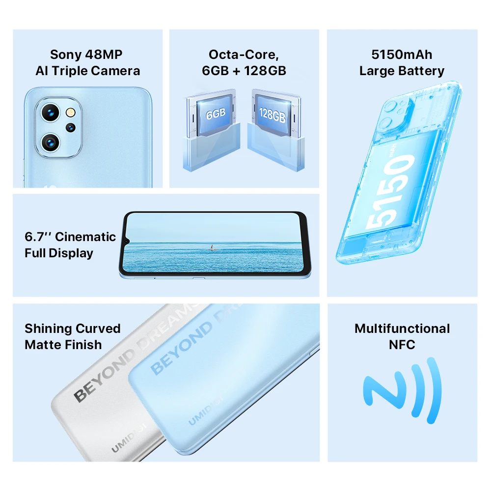 UMIDIGI F3S Android 11 Smartphone Unisoc T610 6GB 128GB MobilePhone 6.7 Inch 48MP Triple Camera Cellphone 5150mAh Global Version