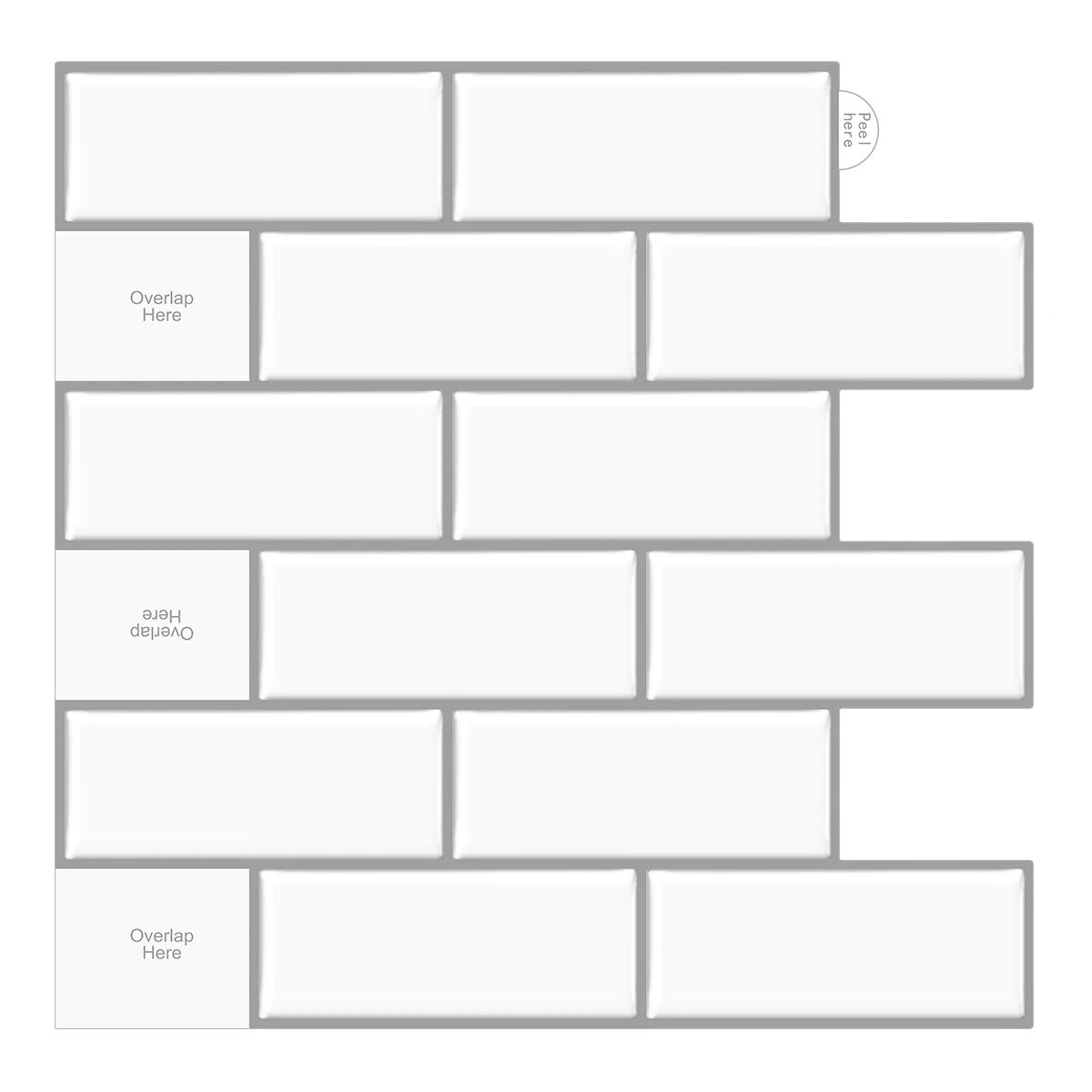 

Vividtiles White Self Adhesive Wallpaper 3D Peel and Stick Subway Wall Tiles for Kitchen & Bathroom Backsplash Decor - 1 Sheet