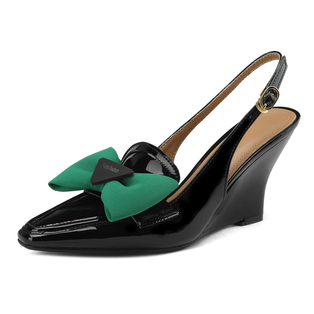 

2023 New Fashion Spring Summer Leather Loafers Shoes Luxury Sandals Women High Heels Designer Ladies Wedge Heels Pumps Black