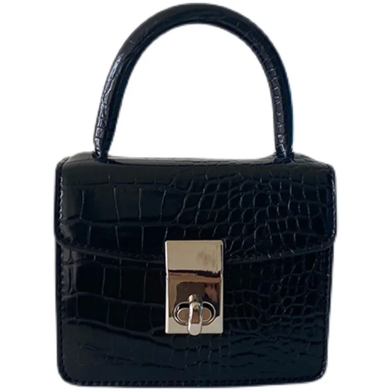 

Niche high-end sense lock small square bag 2022 new crocodile pattern fashion square chain shoulder bag messenger bag tide