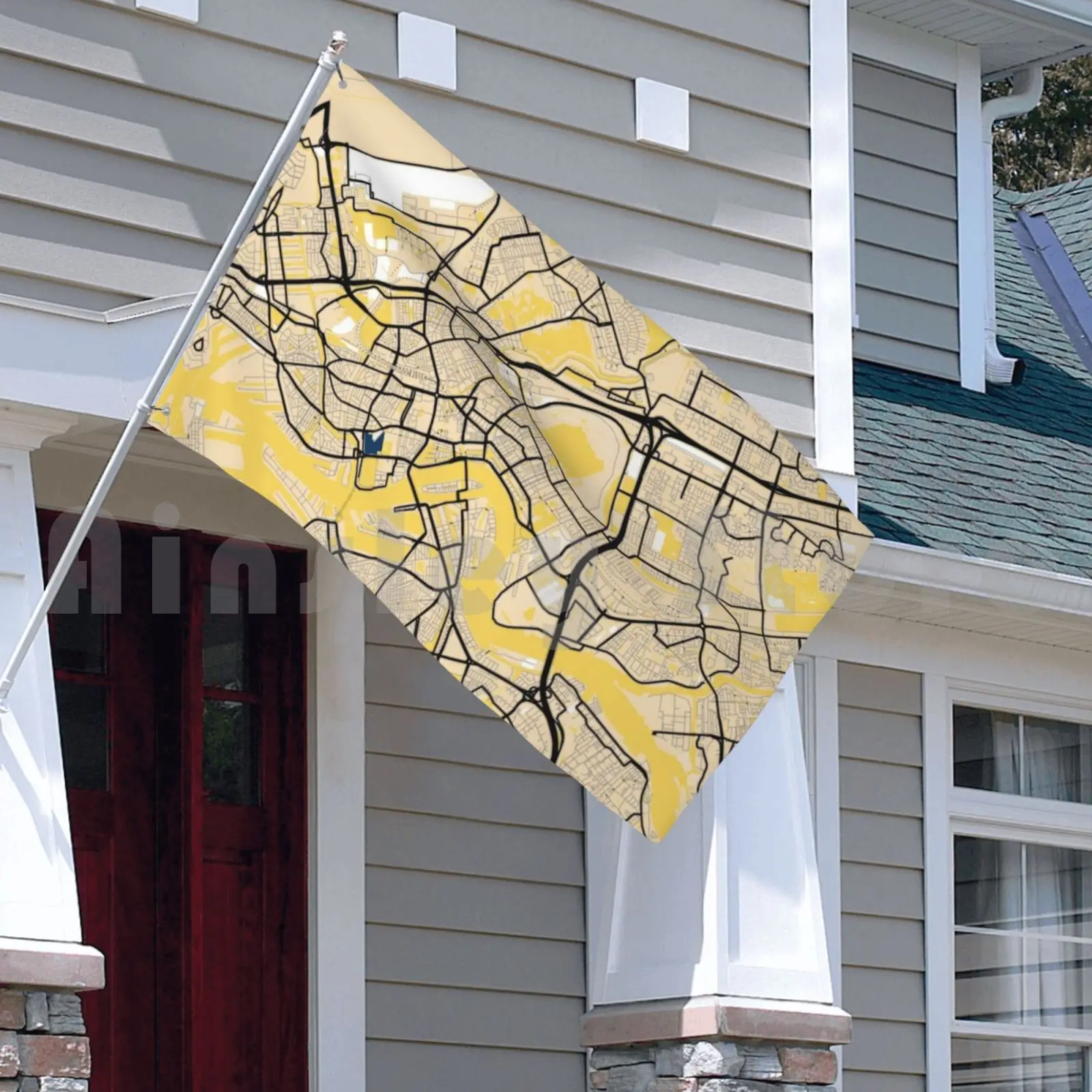 Карта с желтым принтом Роттердам цветная карта принты уличный декор флаг