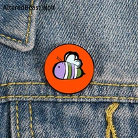 genderqueer pride bee printed pin custom funny brooches shirt lapel bag cute badge cartoon enamel pins for lover girl friends