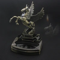 2 in 1 sailing ashtray lighter set can be filled with butane flame lighter smoking office decoration dragon shaped pegasus shape