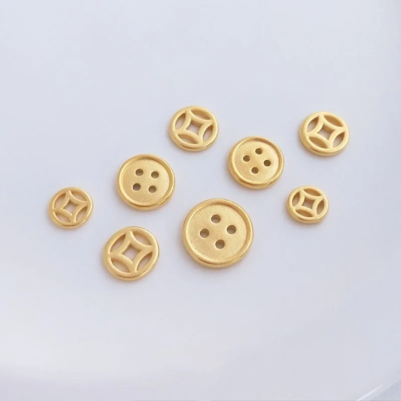 

1Pcs Gold Copper Coin Button Shaped Connecting Piece Handmade Accessories DIY Braided Rope Bracelet Headgear Pendant