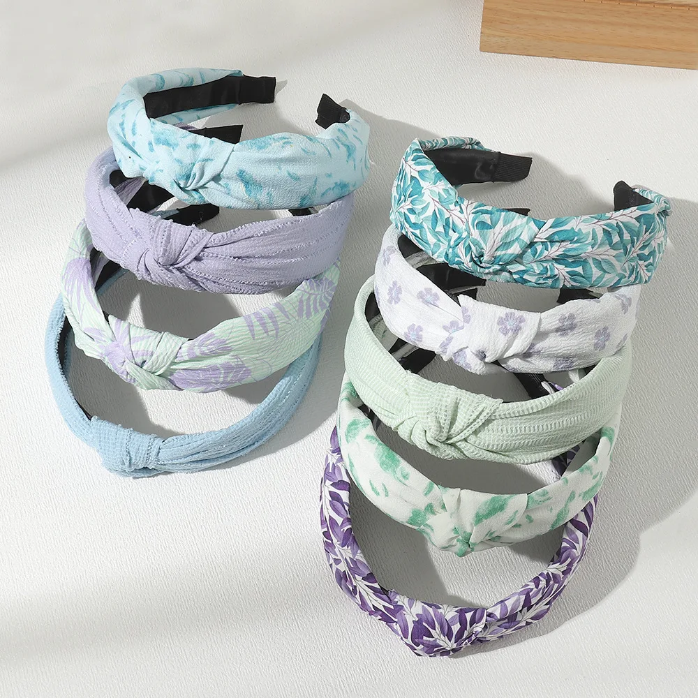 

Обруч для волос женский тканевый с цветочным принтом, пасторальная плиссированная заколка для умывания лица, милый аксессуар для волос
