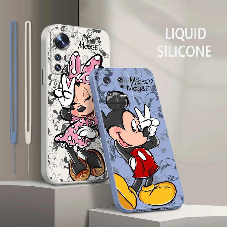 

Mickey Mouse Anime For Xiaomi Mi 13 12 12T 11 11T 10 10T 9 9SE Lite Pro Ultra A3 Liquid Rope Shockproof Phone Case Coque Capa