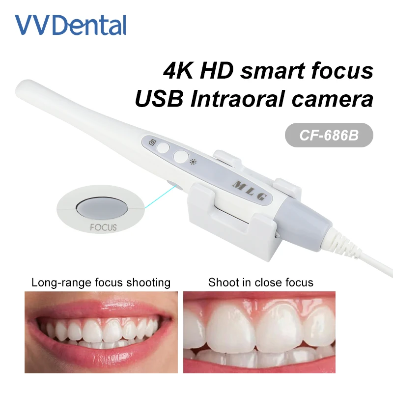 Фото Внутриротовая камера VVDental 4K HD с матрицей CMOS 1/2.8, 8 светодиодами, USB-эндоскоп для осмотра зубов, автоматическая фокусировка, камера для осмотра полости рта для ПК №2