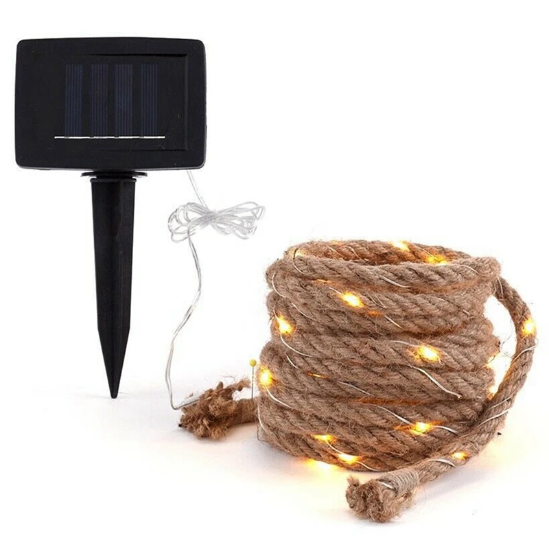 

Solar Lighted Rope Hemp Rope Lights Vintage Countryside Outdoor Solar String Lights For Patio Garden