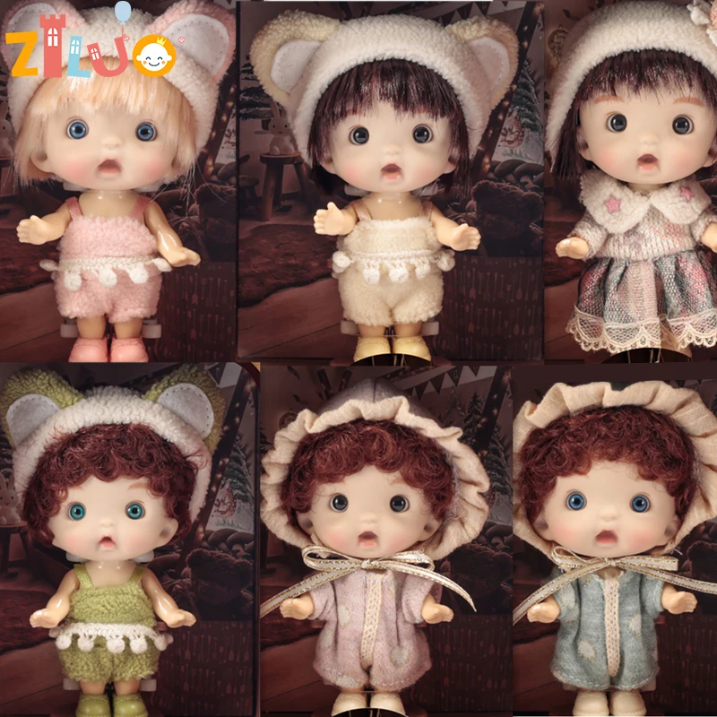 BJD Dolls for Girls 10cm OB11 Mini Doll 3D Blue Green Eyes Kawaii Pocket Toys Cute Surprise Face Clothes Girls Toy Birthday Gift