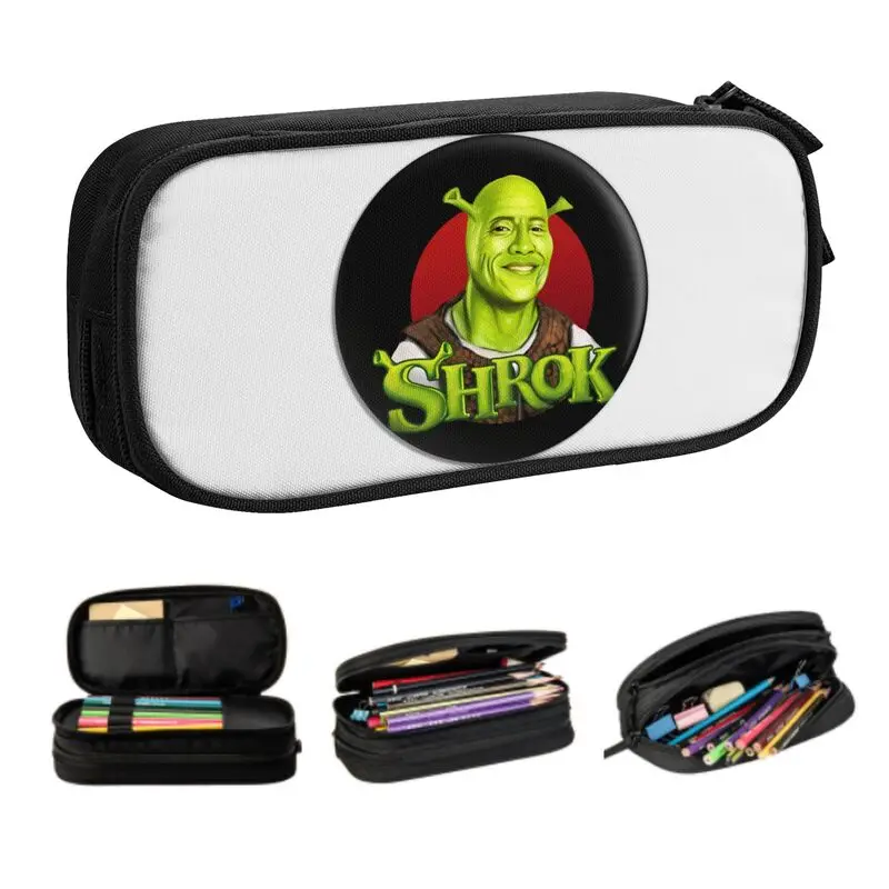 

Dwayne The Shrek The Rock Cute Pencil Cases Girl Boy Big Capacity American Actor Johnson Pencil Bag Pouch Students Stationery