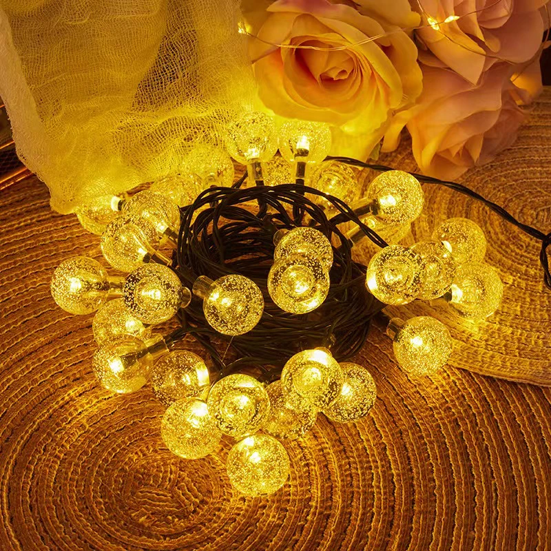 Solar String Lights Outdoor Crystal Fairy Light Chritmas Garland 8 Modes Waterproof Patio Light for Garden Party Decor