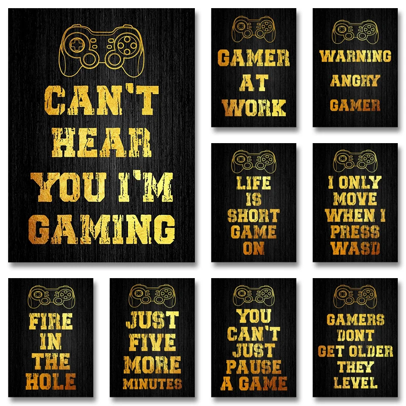 

Картины на холсте «Игра с золотыми листьями», игровые постеры с цитатами и принтами, Настенная картина для комнаты мальчика, Декор для дома