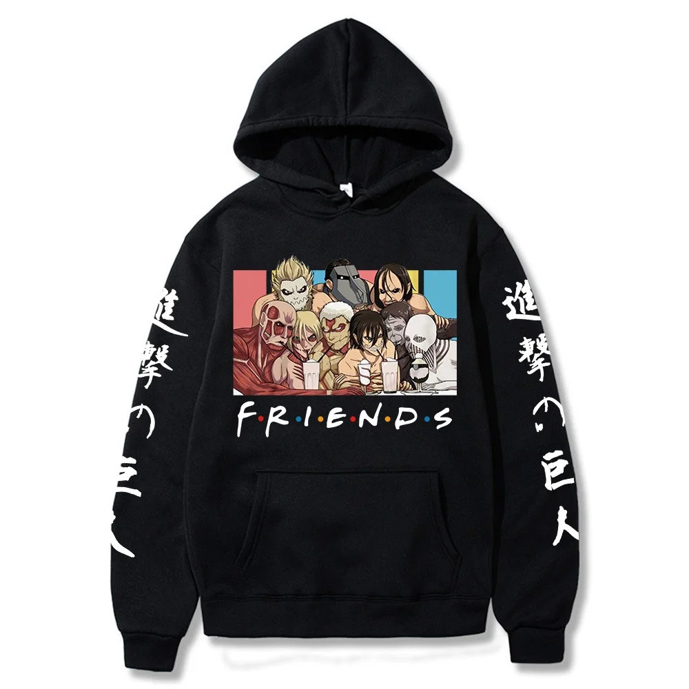 

Attack on Titan Friends Hoodie Hip Hop Anime Pullovers Tops Loose Long Sleeves Autumn Man Cloth