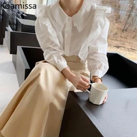 koamissa elegant women two pieces set white long sleeves shirt high waist long skirt chic korean outfits 2022 new sets fashion