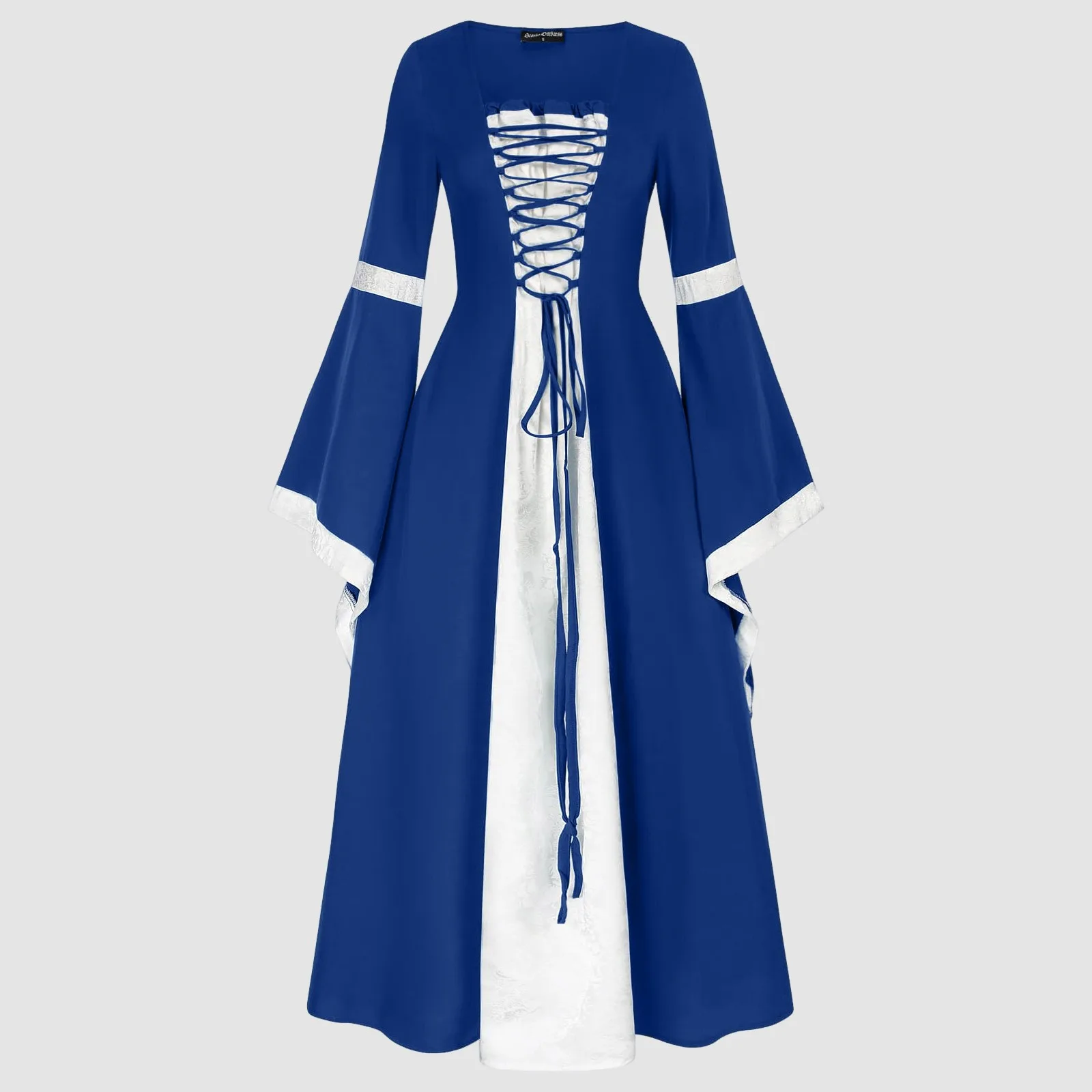 Женское длинное платье в стиле ретро для косплея на Хэллоуин с рукавами-трубой