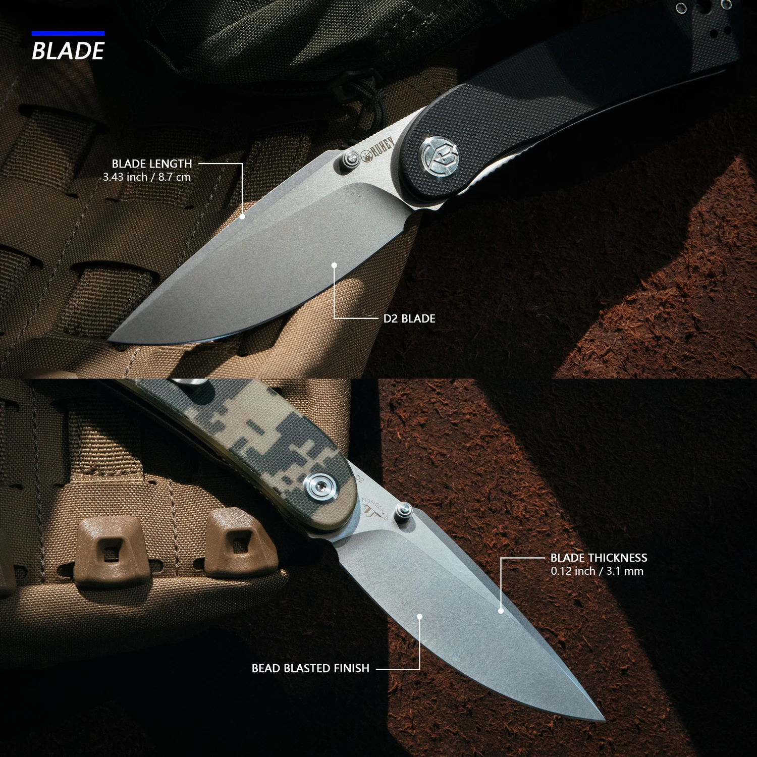 Складной нож Kubey Impulse KU344 Ручка G10 с зажимом для глубокой переноски тактической