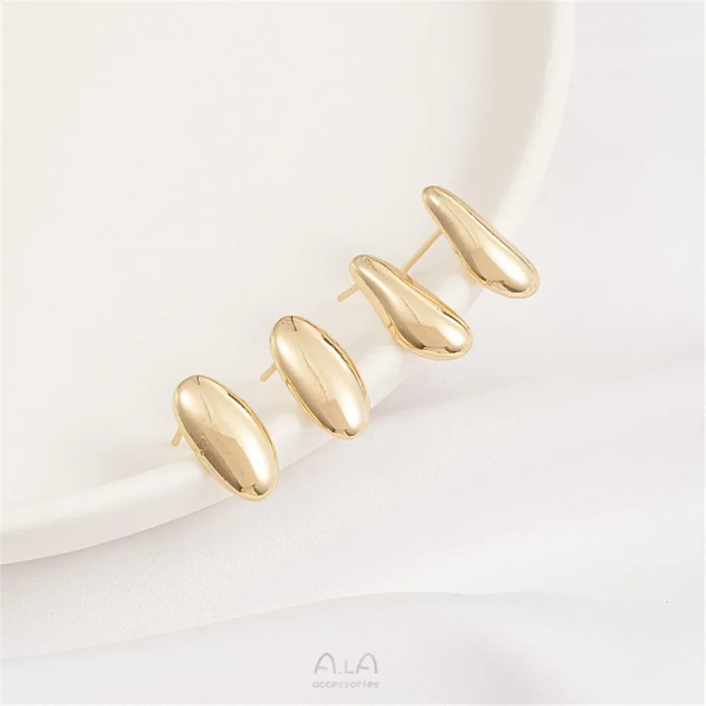 14-каратное золотое покрытие латунные гладкие овальные серьги в форме дыни с