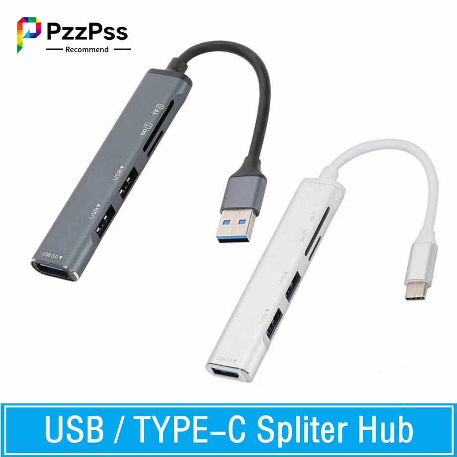

PzzPss TYPE-C HUB High Speed USB 3.0 HUB Splitter Card Reader Multiport With SD TF Port For Macbook Computer Accessories HUB USB