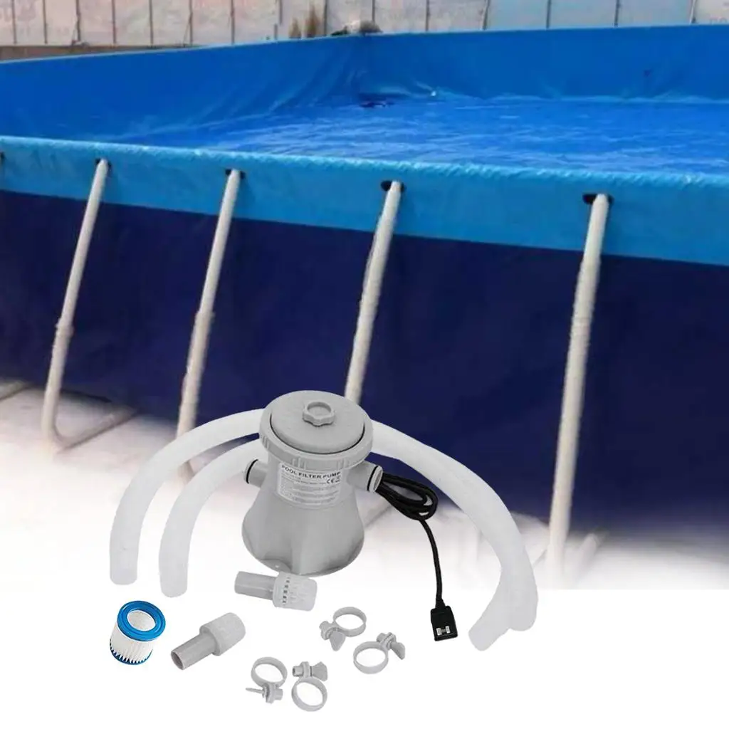 

600 Gallons Electric Swimming Pool Cartridge Filter Pump Kit Cleaning Tool -US 110V