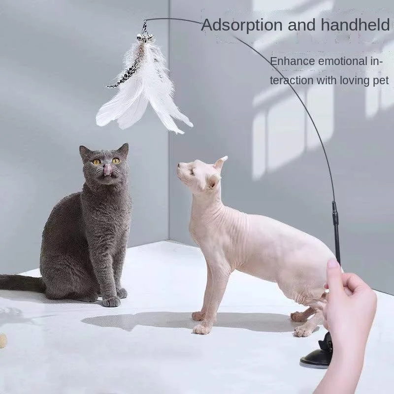 

Steel Wire Belt Bell Sucker Feather Cat Toy Bite-resistant Teasing Cat Stick Artifact Kitten Tumbler Teasing Cat Feathers