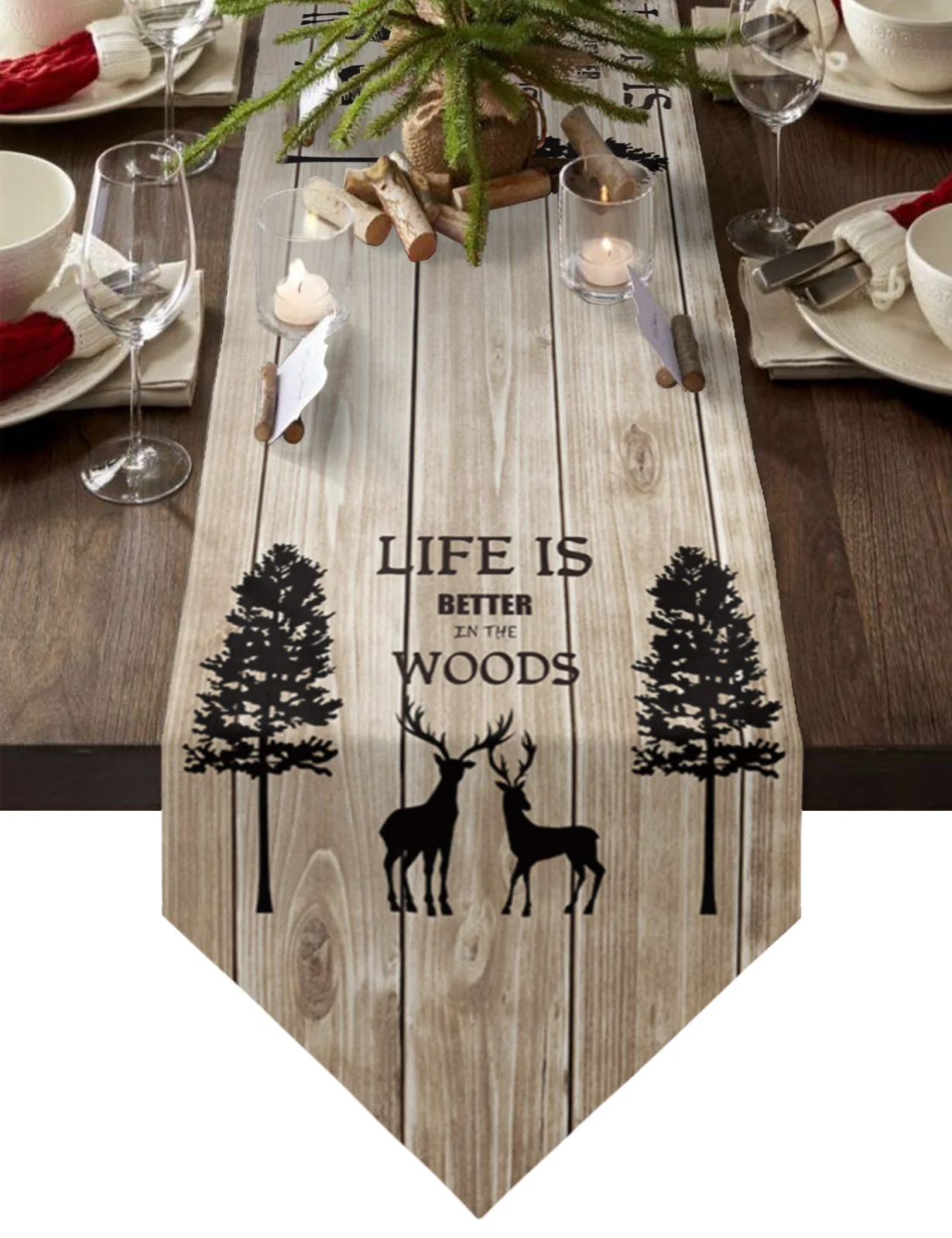 

Подстилка под дерево с изображением зимнего оленя сосны, настольная дорожка в стиле бохо, свадебное украшение, скатерть вечерние, дома, кухн...