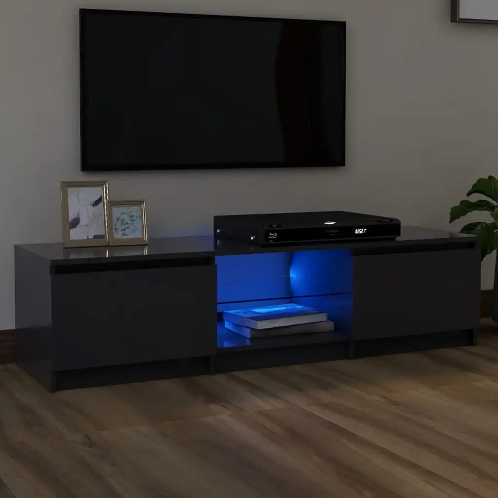 

TV cabinet with LED lights gray 140x40x35,5 cm
