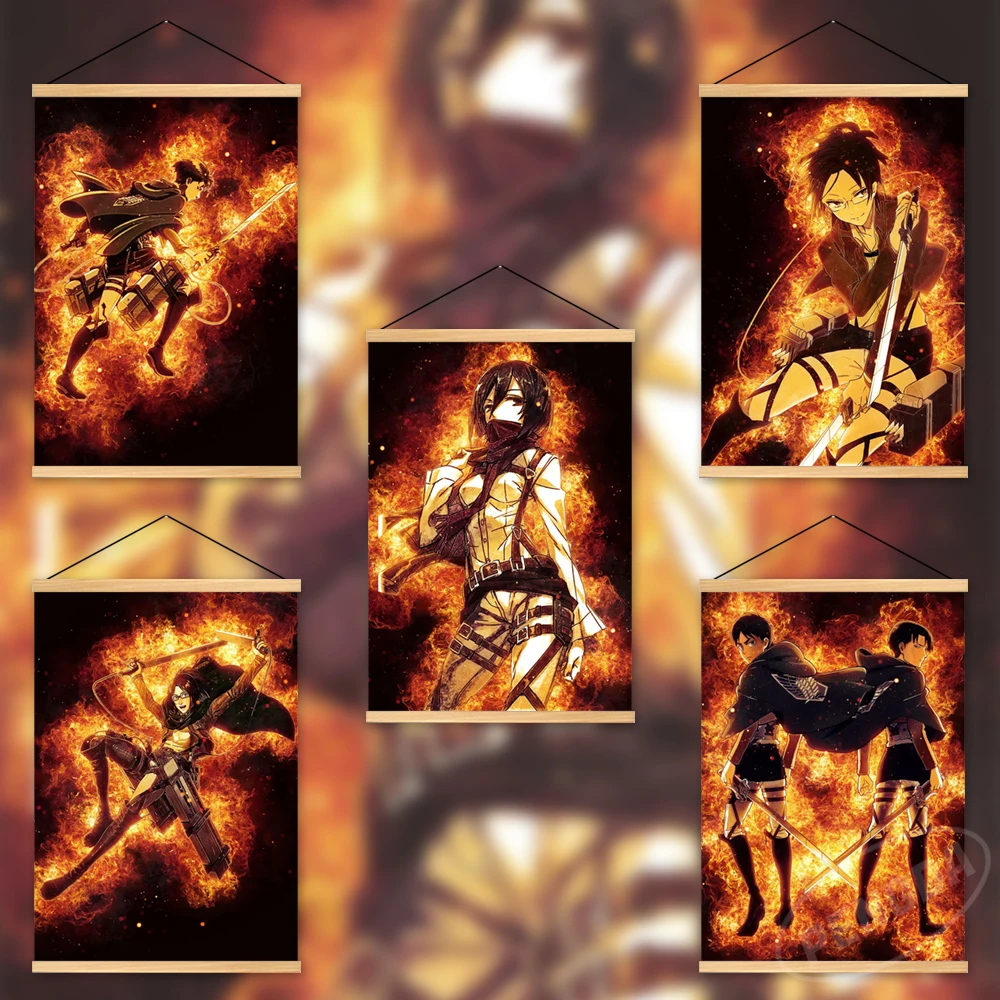 

Wall Artwork Janpanese Anime Canvas Attack on Titan Mural Pictures Painting Levi Ackerman Print Poster Hanging Wooden Home Decor