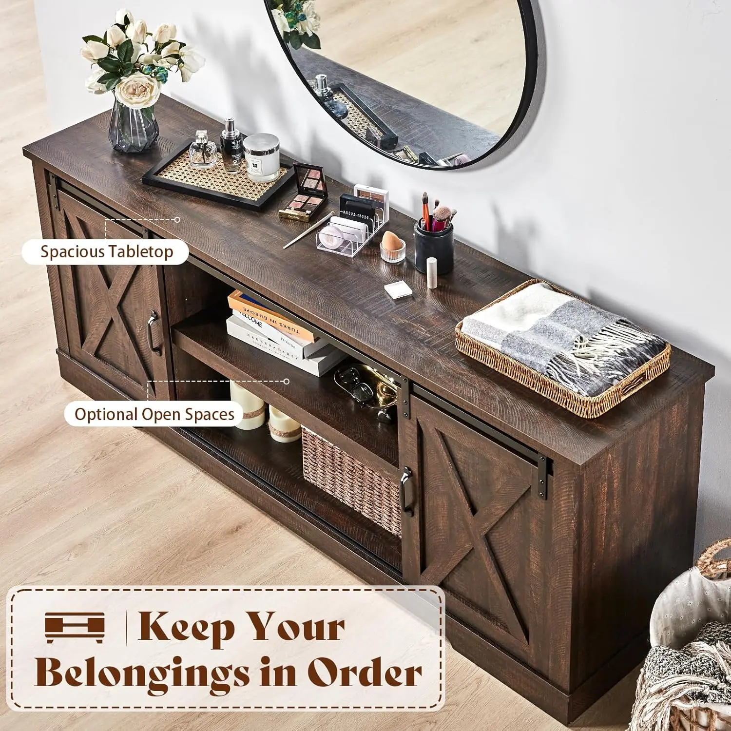 66-дюймовая подставка для телевизора в фермерском доме 75-дюймовых телевизоров