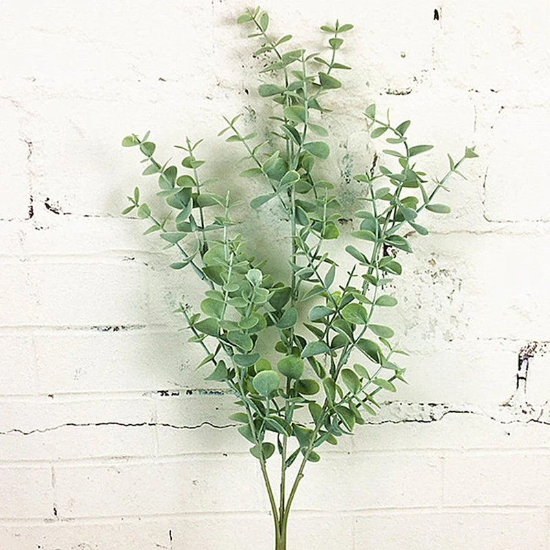 

Green Artificial Plant Leaves Office Wedding 1pc 3 branches Eucalyptus Fake Home Lifelike Outdoor Indoor Plastic