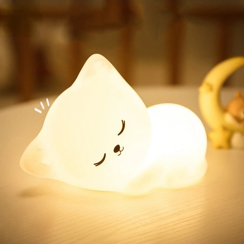 

7 Colors Soft Silicone Cat LED Night Lights USB Rechargeable Night Lamp Children Baby Kids Creative Cartoon Room Decor Light