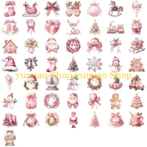 Рождественские наклейки ПВХ 50 штук