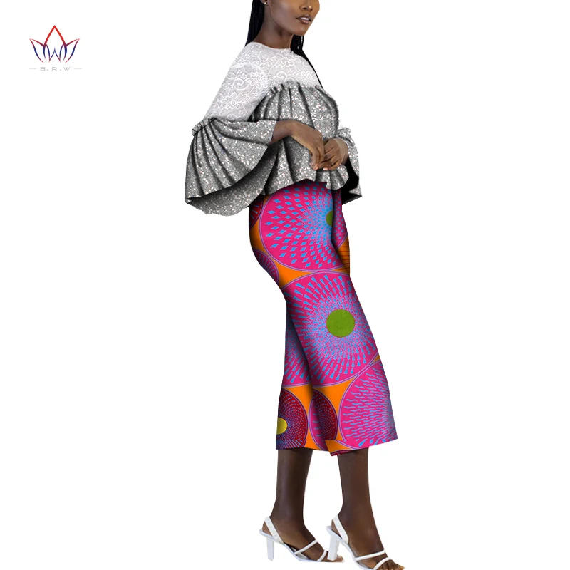 Dashiki For Women African Bazin Riche Summer Ankara Suits For Female Top And Pants Set Traditional Lotus Sleeve Wear WY8976  - buy with discount