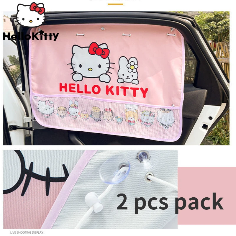 

Cartoon Hello Kitty Car Window Curtain Sunshade Sunscreen Suction Cup Type Heat Insulation Car Drape Decoration Kids Gifts