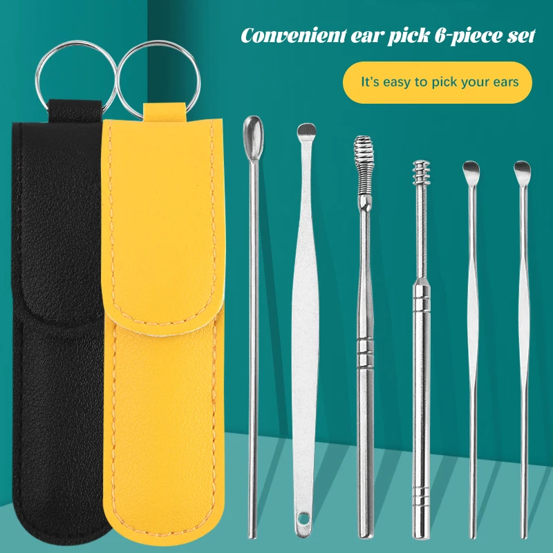 

6PCS Ear Cleaner Wax Removal Tool Earpick Sticks Earwax Remover Curette Ear Pick Cleaning Ear Cleanser Spoon Health Care Earpick
