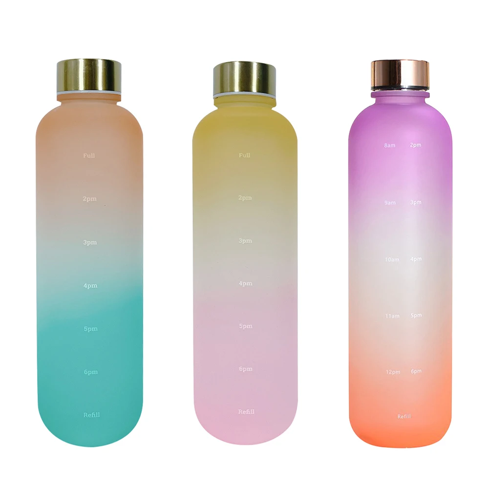 Бутылка для воды с большой емкостью 1000 мл защитой от отскоков маркером времени