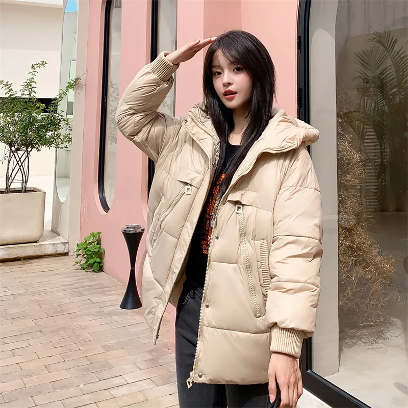 Winter Basic Warm Parkas for Women Korean Fashion Trends Hooded Coat Streetwear Teenage Girls Long Puffer Jackets Casual Clothes