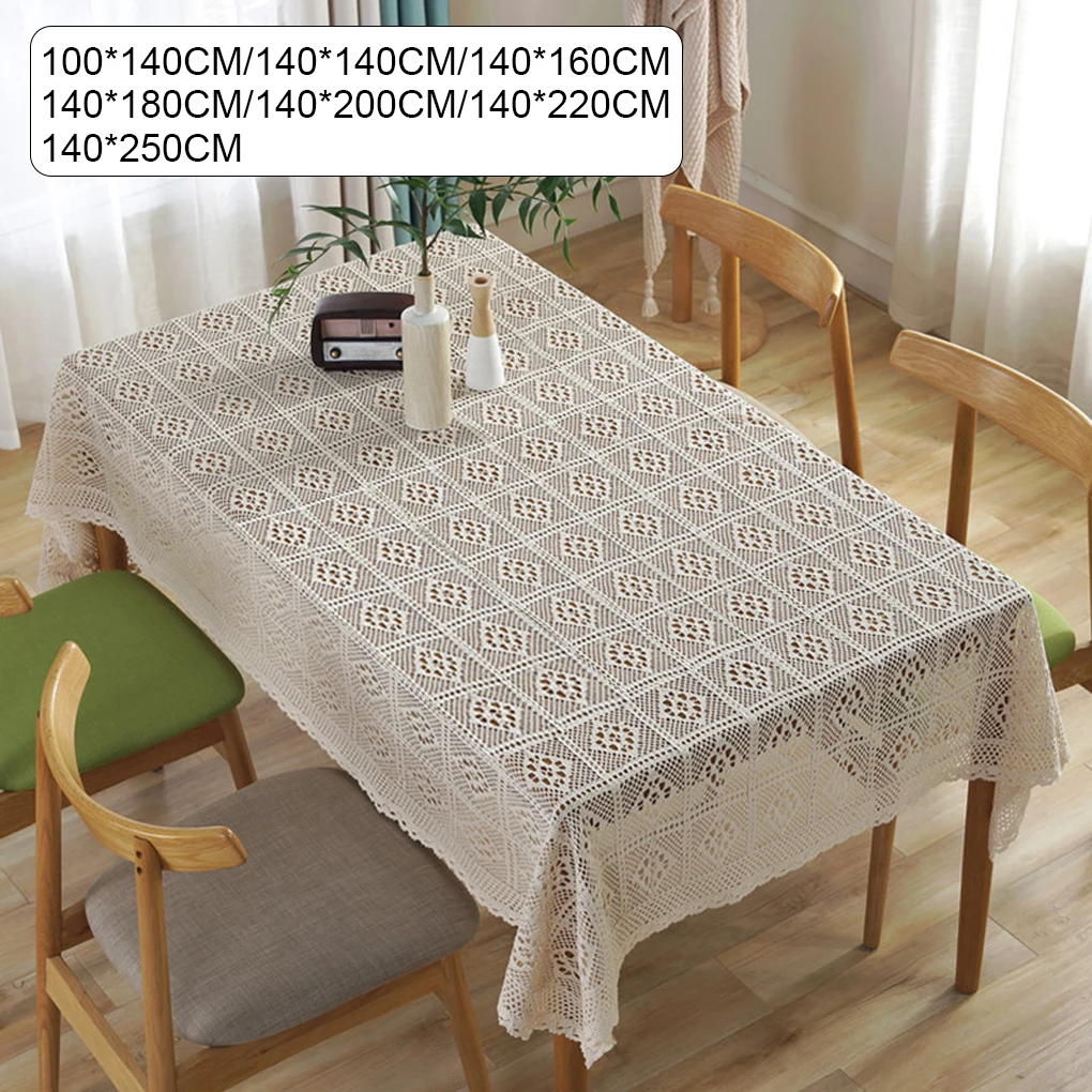 

Cotton Crochet Tablecloth Table Cover Lace Handmade Dustproof Thicken Style Household Wedding Dining Room Textile