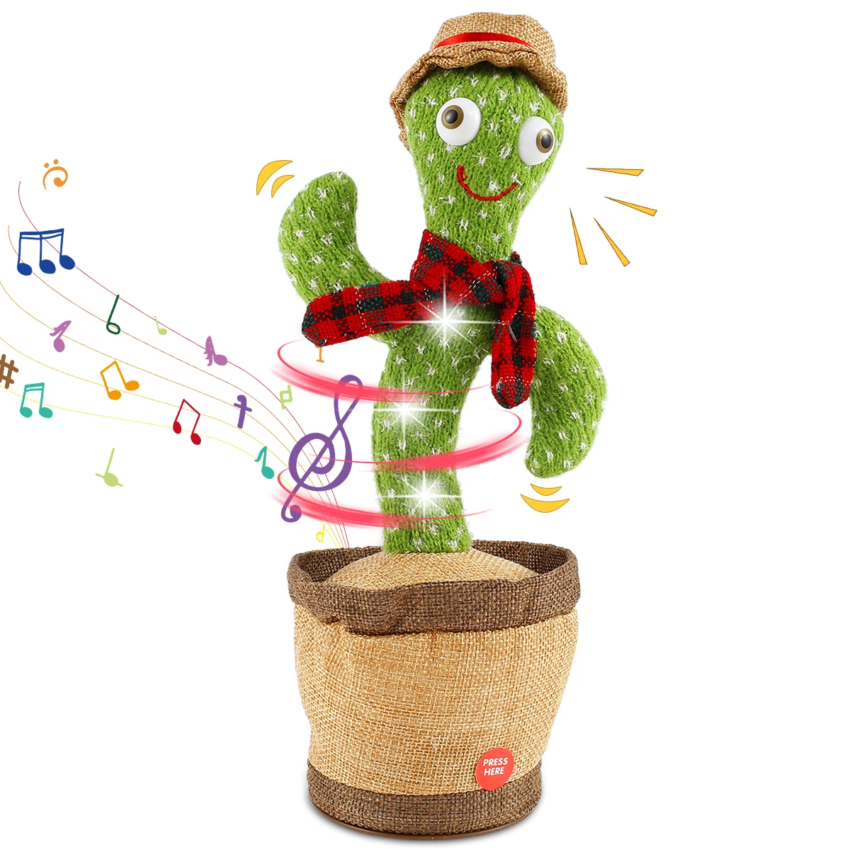 

Новинка, плюшевая игрушка С КАКТУСОМ, 120 песен, искусственное пение, работающая от аккумулятора, светящаяся кукла «кактус», Интерактивная ис...