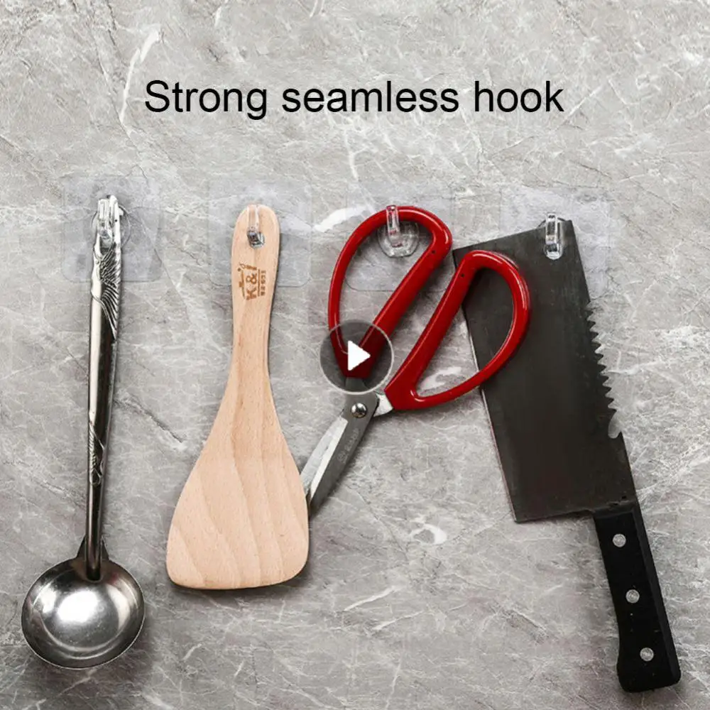 

6pcs Universal Transparent Strong Hooks Self Adhesive Door Wall Hangers Hooks Strong Sticky Kitchen Bathroom Storage Accessories