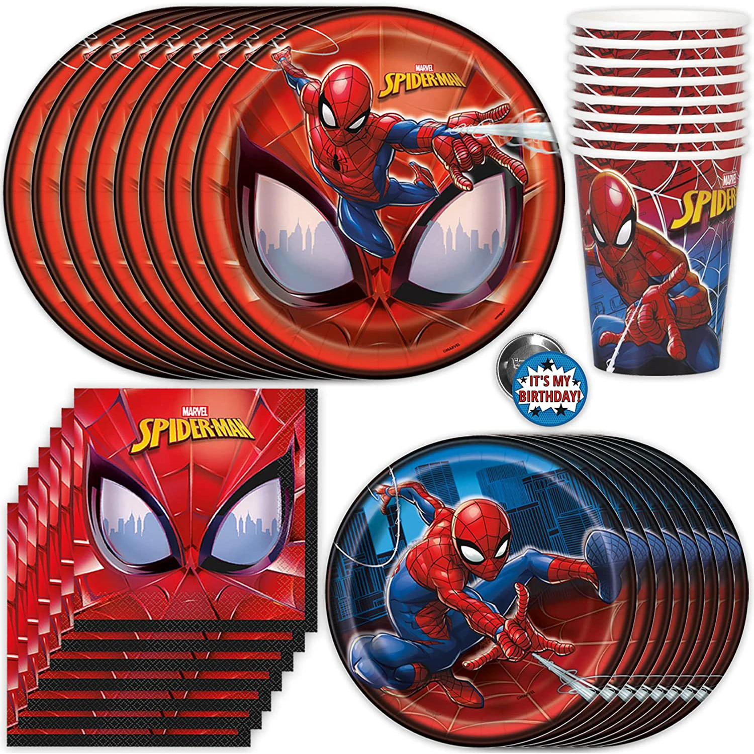 

New Spiderman Birthday Decorations Marvel Avengers Superhero Theme Party Supplies Children Paper Plate Cup Tablecloth Tablewares