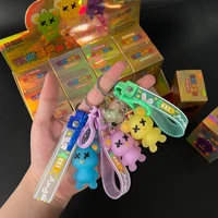 1pc new luminous cute bear new cartoon keychain bag pendant creative gift cute bear pendant about 3cm send by random color
